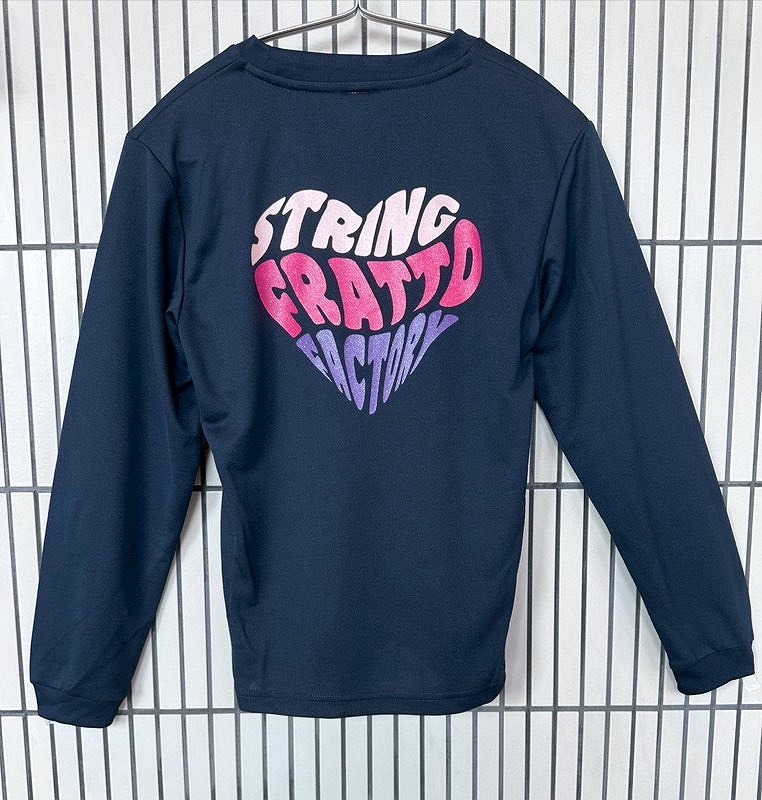 ＝ジュニア＝　frattoオリジナル　　ロングTシャツ　ハート　ネイビー×ピンク