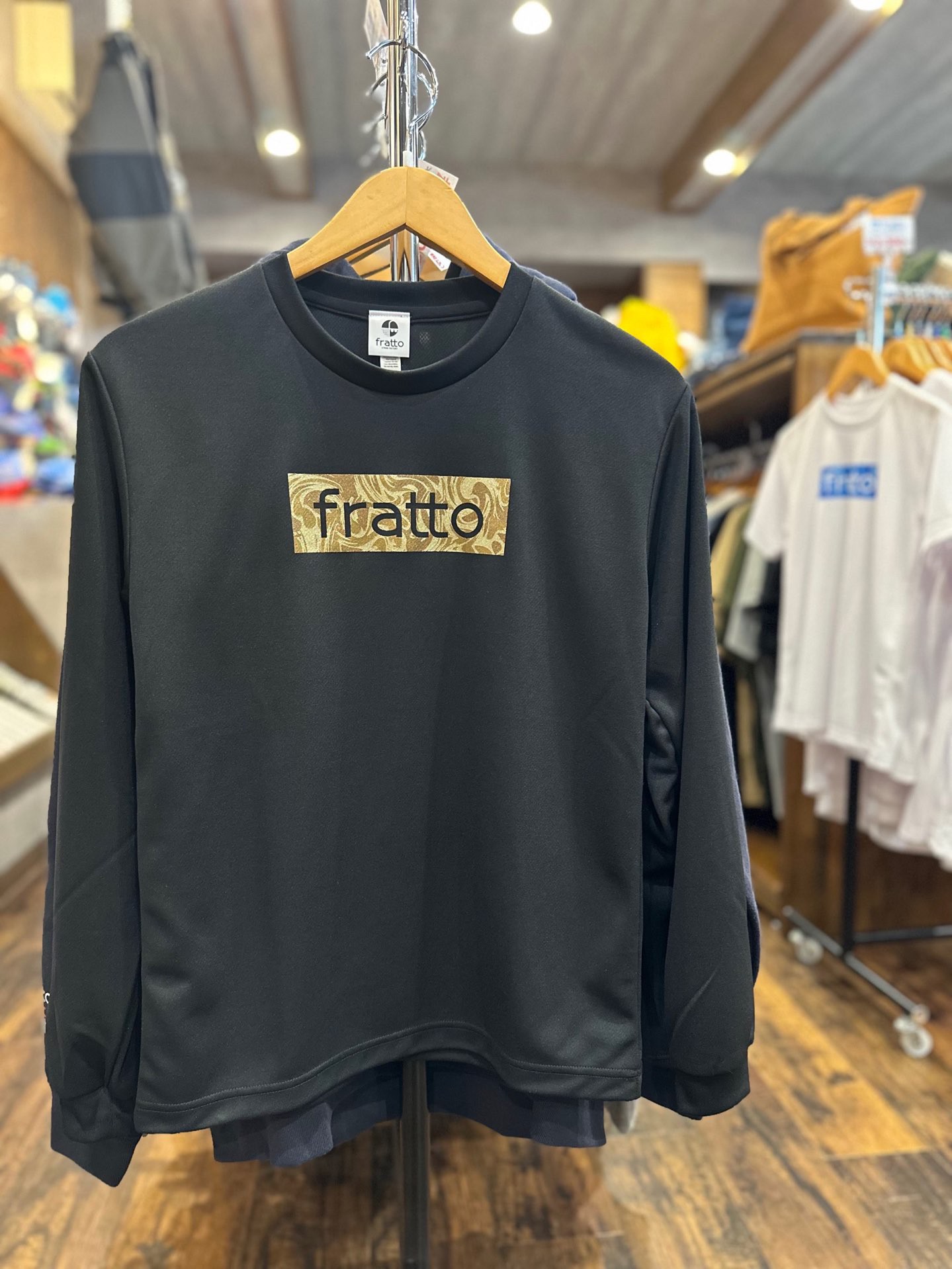 frattoオリジナル　　ロングTシャツ　　　マーブル　　ブラックxゴールド