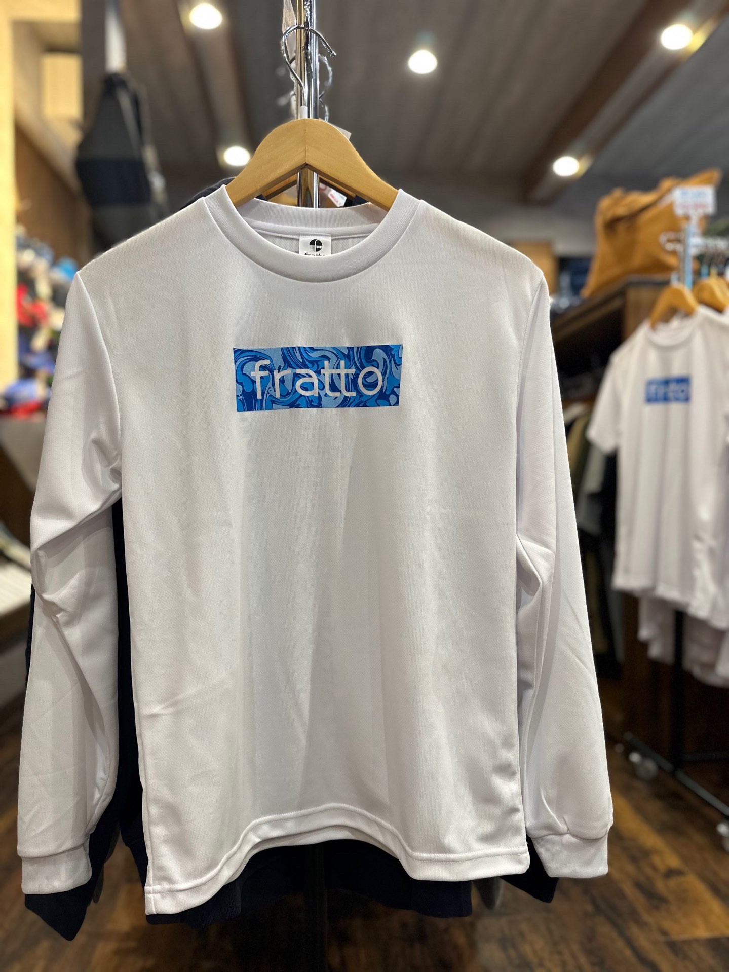 frattoオリジナル　　ロングTシャツ　　　マーブル　　ホワイトxブルー