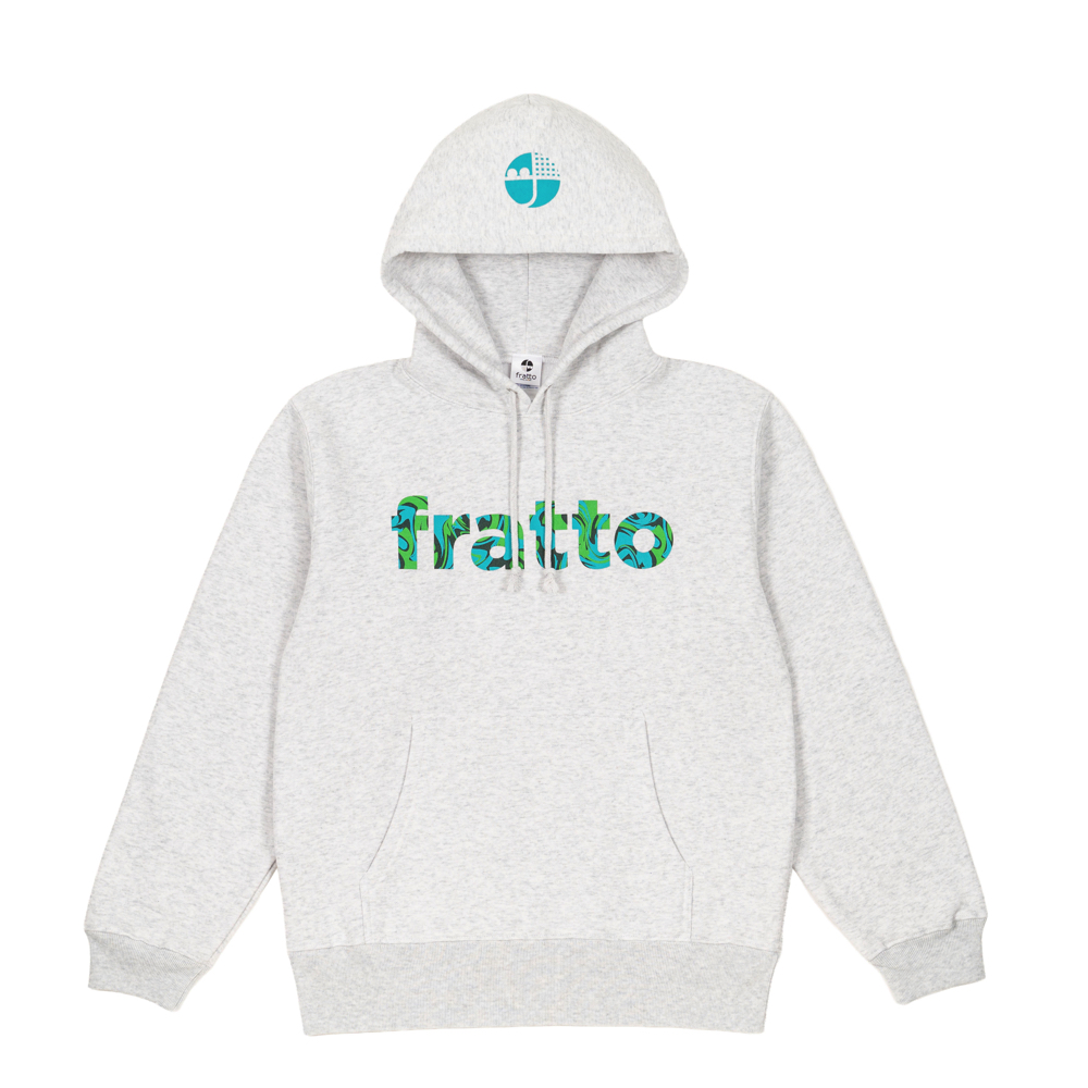 frattoオリジナル 　 マーブルパーカー　　 アッシュグレー×グリーン