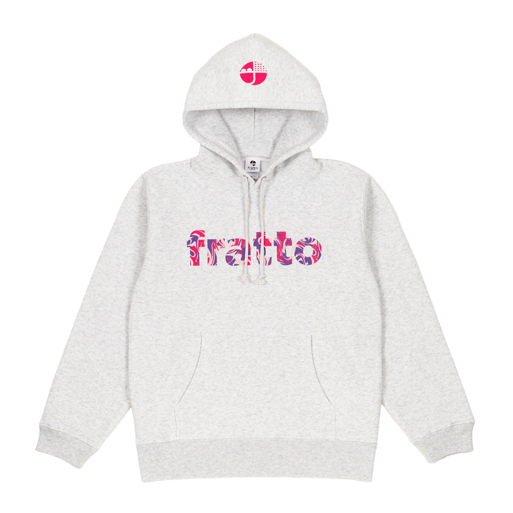 frattoオリジナル 　 マーブルパーカー　　 アッシュグレー×ピンク