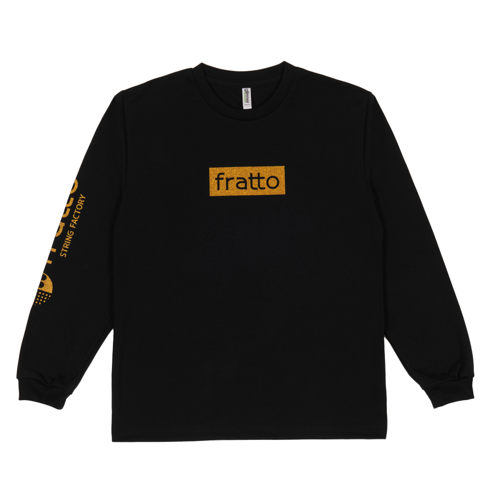 frattoオリジナルロゴロングTシャツ　　　  ブラックxグリッターラメゴールド （バックプリント+）