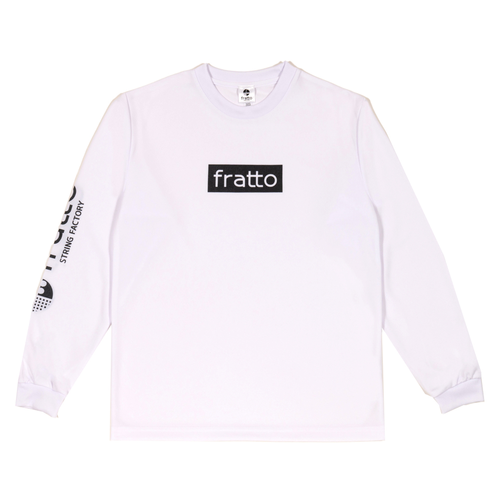 frattoオリジナルロゴロングTシャツ　　　ホワイトxグリッターラメ ブラック　（バックプリント+）