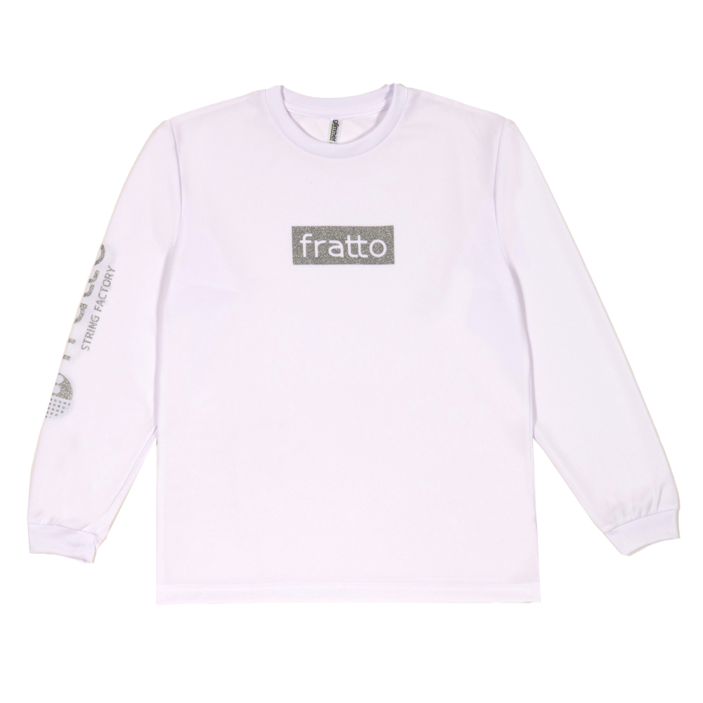 frattoオリジナルロゴロングTシャツ　　　ホワイトxグリッターラメシルバー　（バックプリント+）
