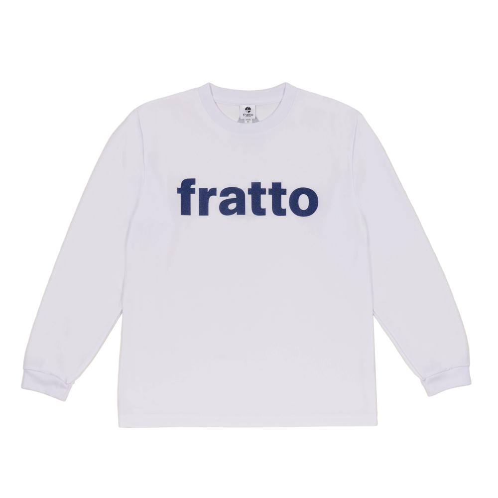 frattoオリジナル　　ロングTシャツ　　　ロゴ　ラメVer.　　　　　　　　ホワイト×ナイトブルー