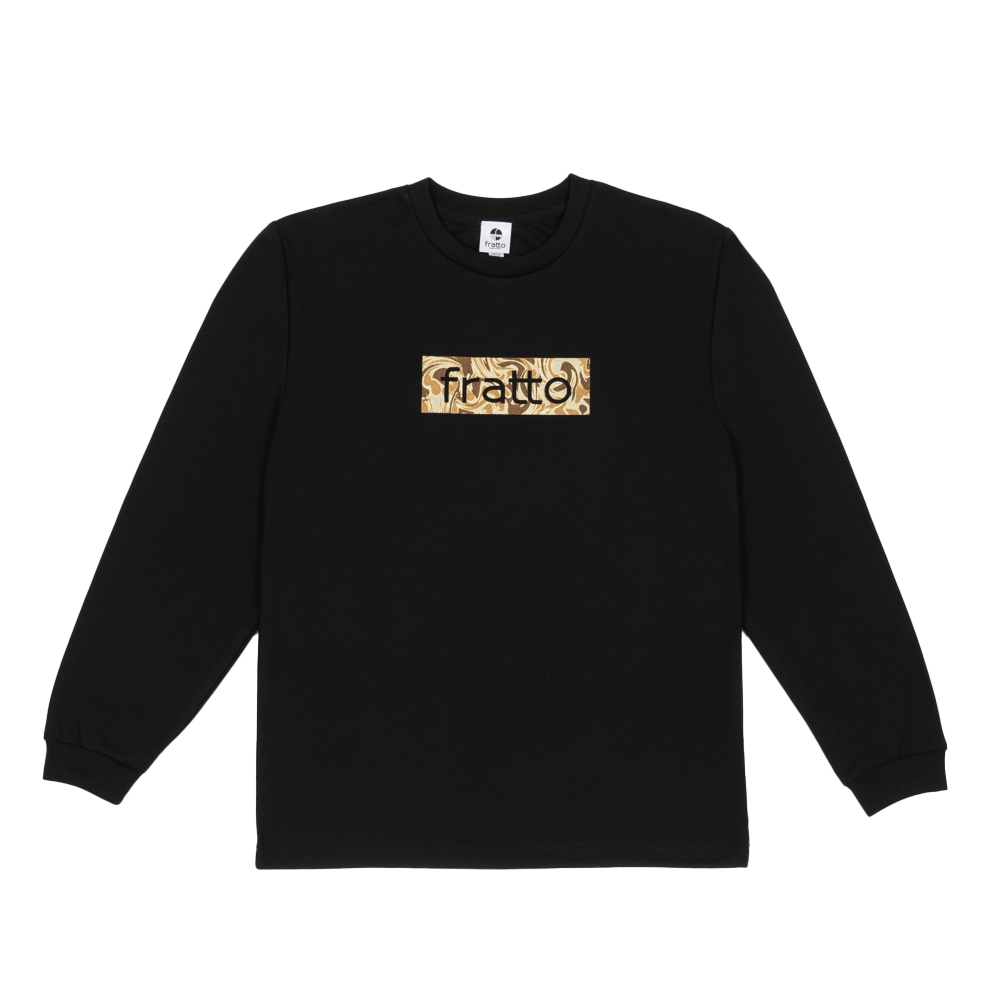 frattoオリジナル　　ロングTシャツ　　　マーブル　　ブラックxゴールド