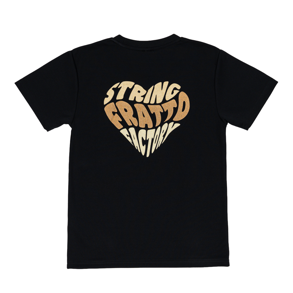 ＝ジュニア＝　frattoオリジナル　　Tシャツ　ハート　ブラック×ゴールド
