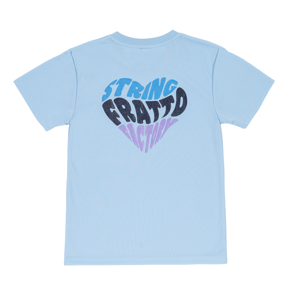 ＝ジュニア＝　frattoオリジナル　　Tシャツ　ハート　ライトブルー　ラメ入り