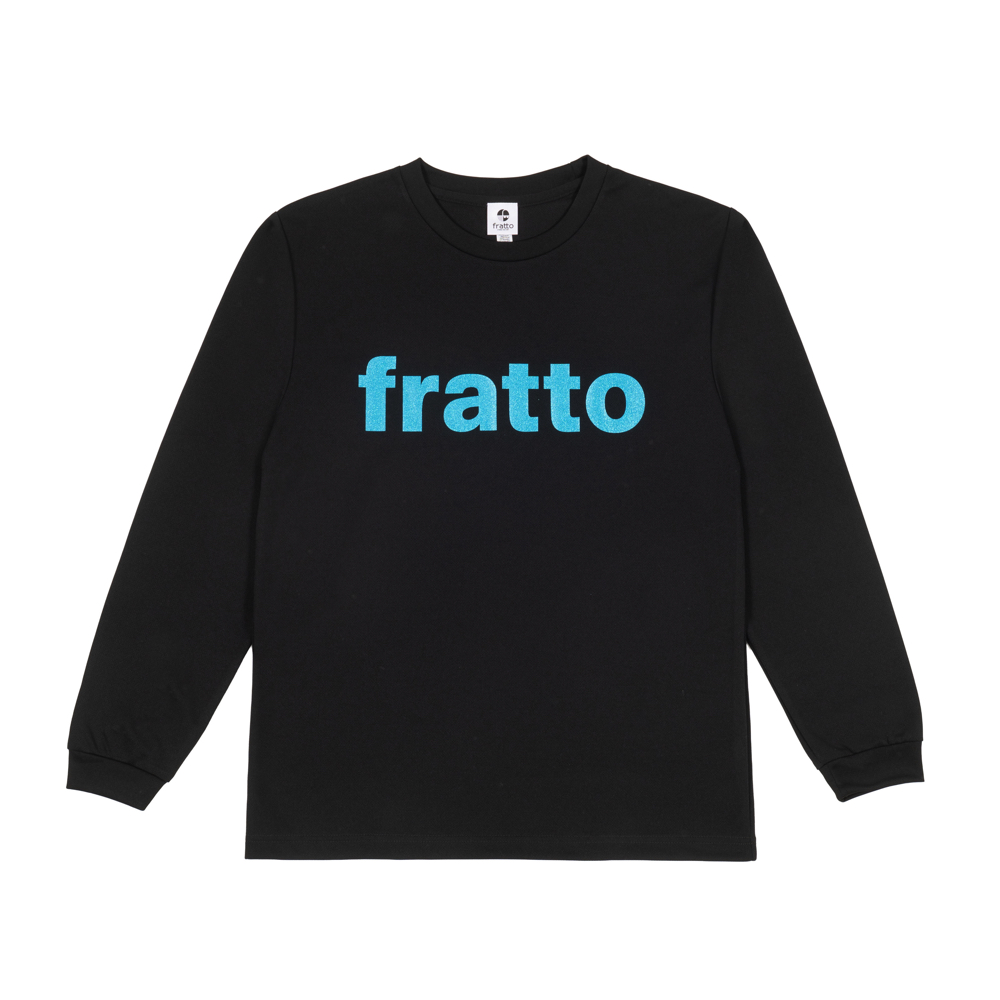 frattoオリジナル　　ロングTシャツ　　　ロゴ　ラメVer.　　　　　　　　ブラック×スカイブルー