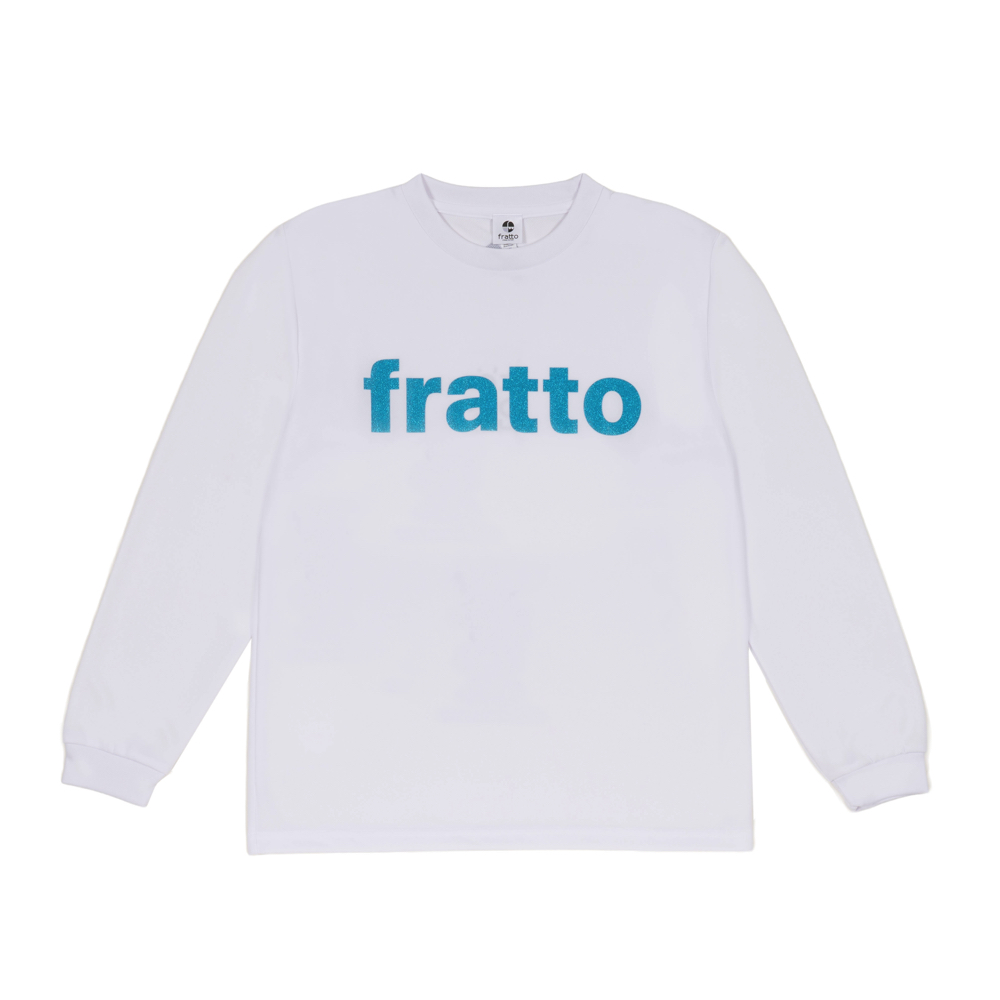 frattoオリジナル　　ロングTシャツ　　　ロゴ　ラメVer.　　　　　　　　ホワイト×スカイブルー