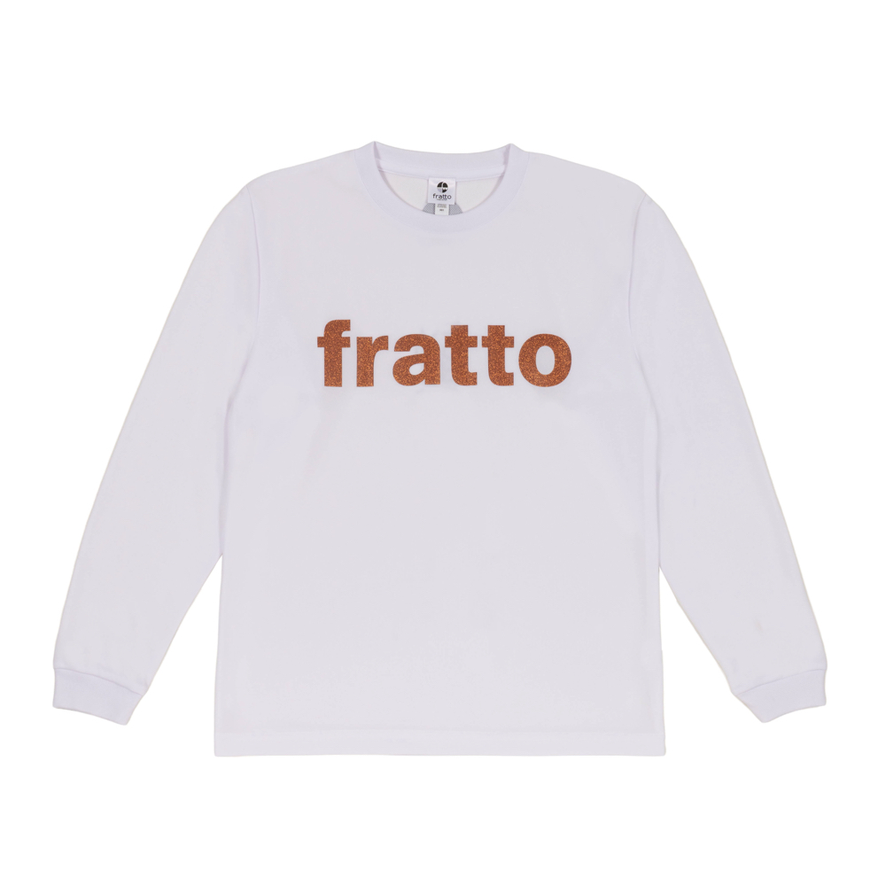 frattoオリジナル　　ロングTシャツ　　　ロゴ　ラメVer.　　　　　　　　ホワイト×ブロンズ