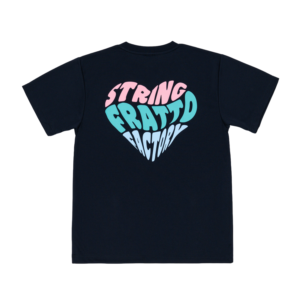 ＝ジュニア＝　frattoオリジナル　　Tシャツ　ハート　ネイビー×エメラルド　ラメ入り〈オンラインショップ限定カラー〉