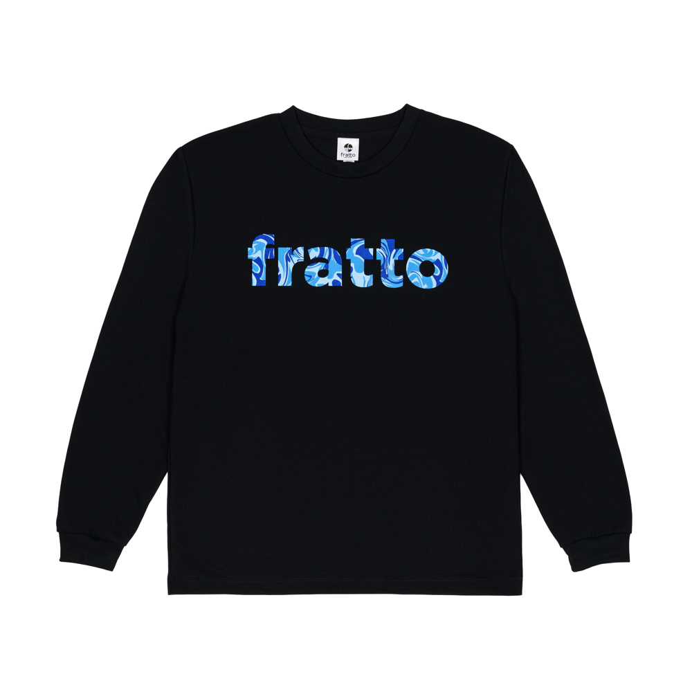 frattoオリジナル　　ロングTシャツ　　　BIGロゴ　　ブラックxマーブルブルー