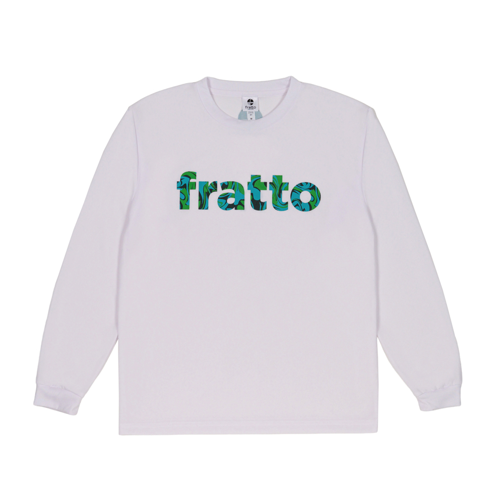 frattoオリジナル　　ロングTシャツ　　　BIGロゴ　　ホワイトxマーブルエメラルドグリーン