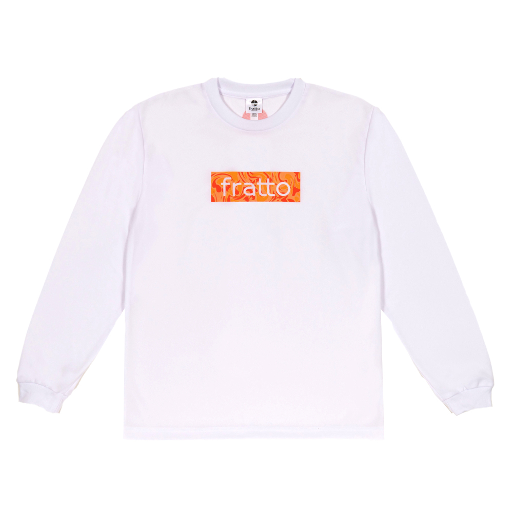 frattoオリジナル　　ロングTシャツ　　　マーブル　　ホワイトxオレンジ