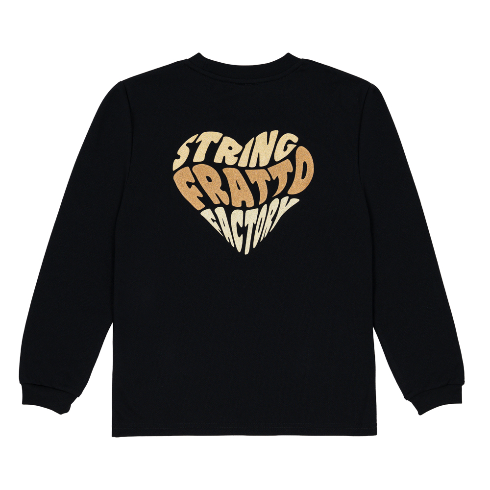 ＝ジュニア＝　frattoオリジナル　　ロングTシャツ　ハート　ブラック×ゴールド