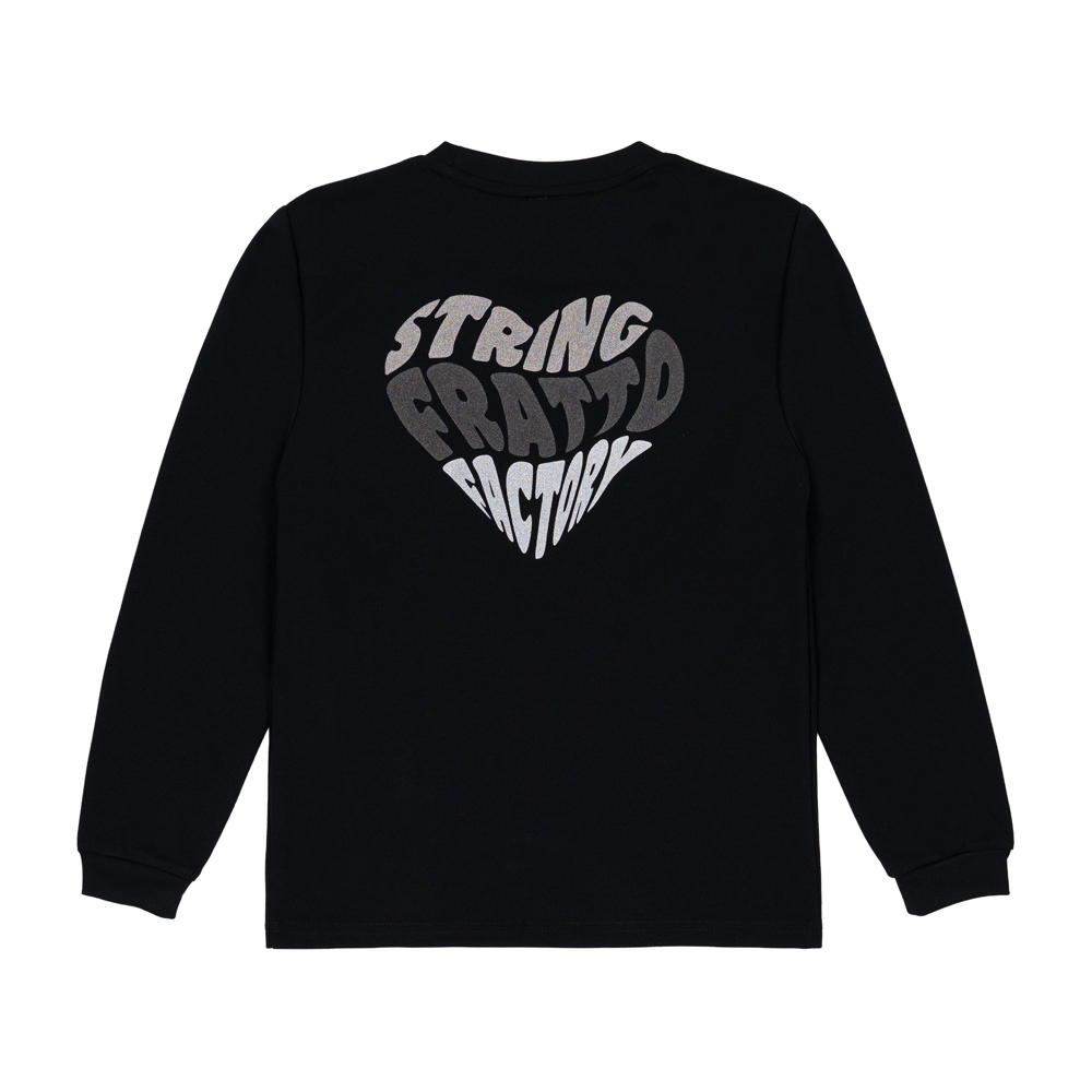＝ジュニア＝　frattoオリジナル　　ロングTシャツ　ハート　ブラック×シルバー