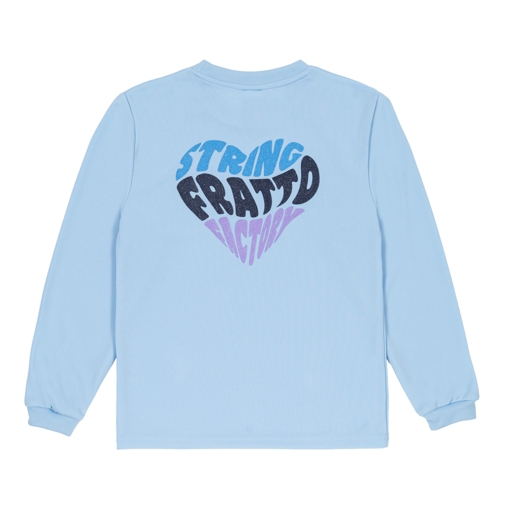 ＝ジュニア＝　frattoオリジナル　　ロングTシャツ　ハート　ライトブルー　ラメ入り