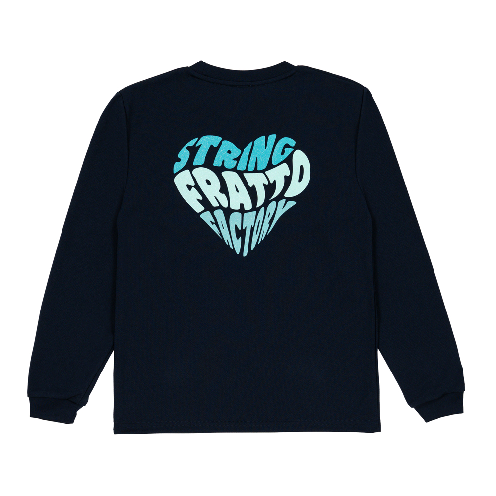 ＝ジュニア＝　frattoオリジナル　　ロングTシャツ　ハート　ネイビー×エメラルド　ラメ入り
