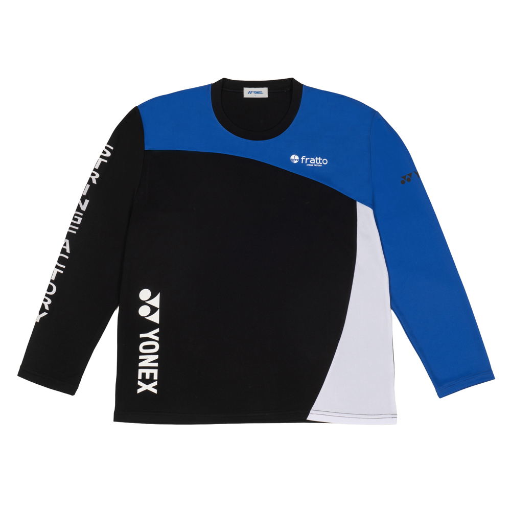 YONEX　frattoロゴ入り　ユニロングスリーブＴシャツ　Ｙ0Ｓ23037　ブラック×ブルー