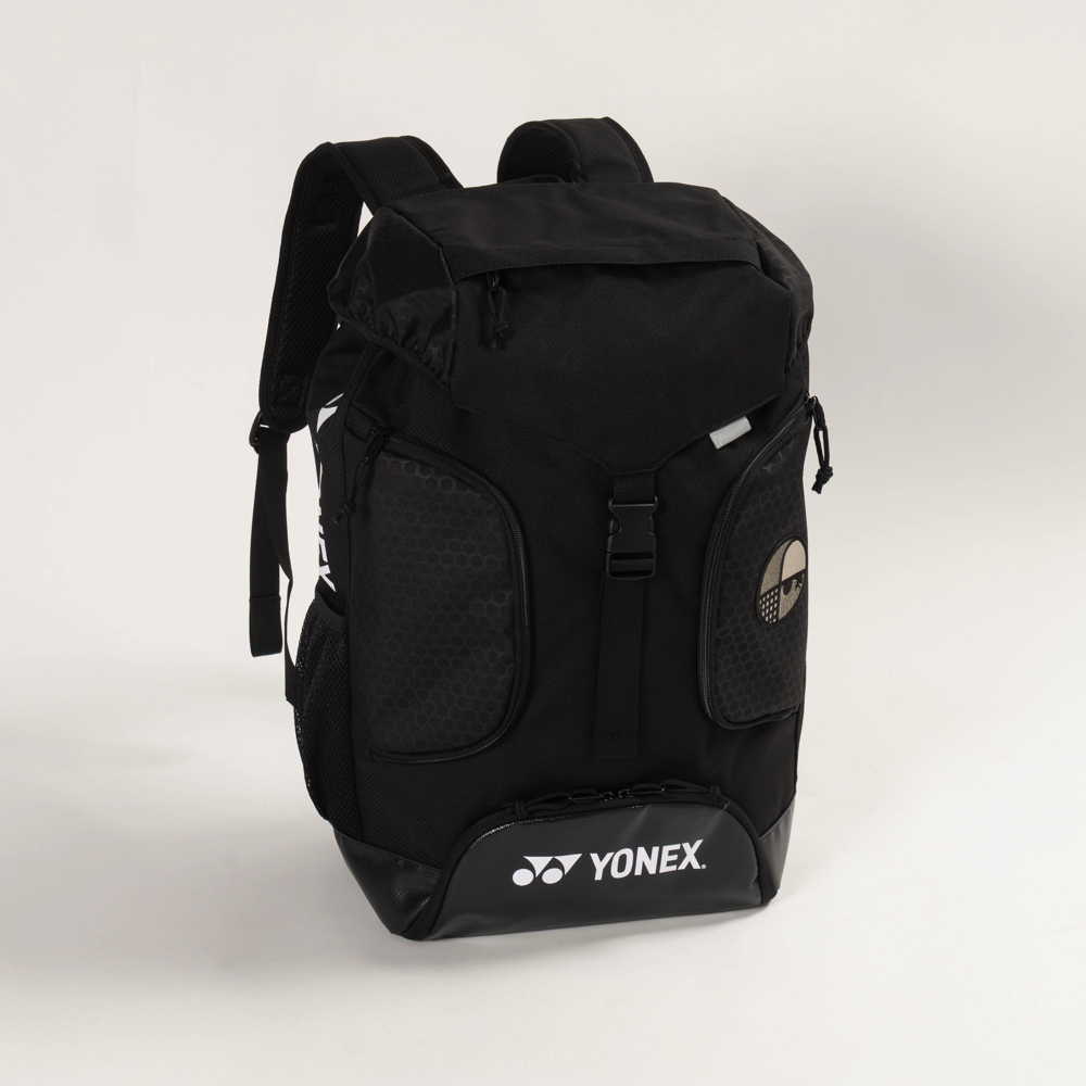 YONEX　frattoロゴ入り　バックパック　ブラック　X　シルバーグレー